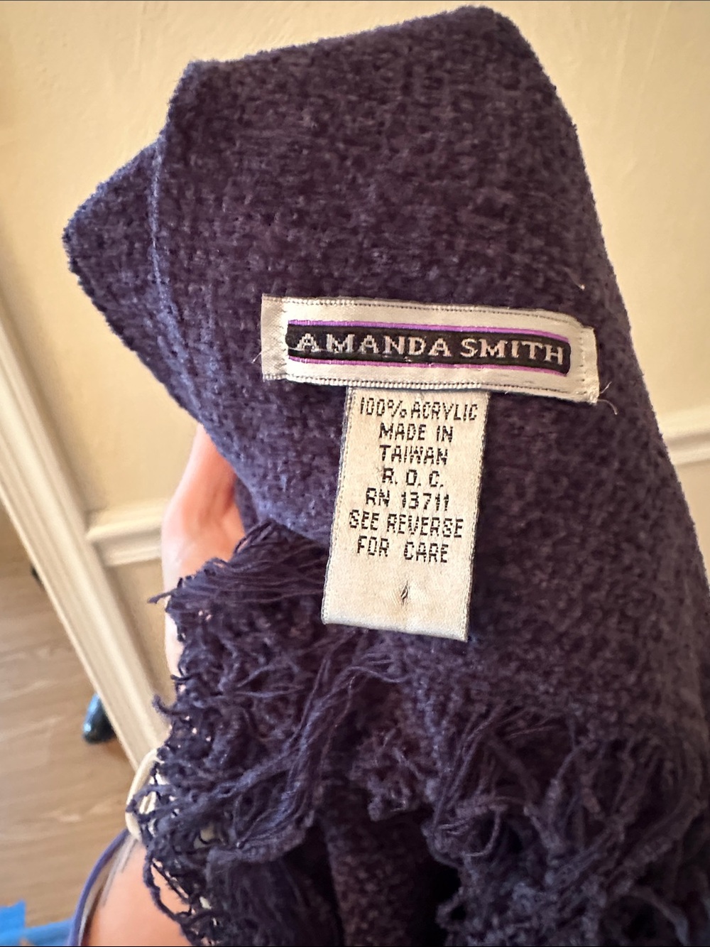Amanda Smith Deep Purple Vintage Scarf with Fringe